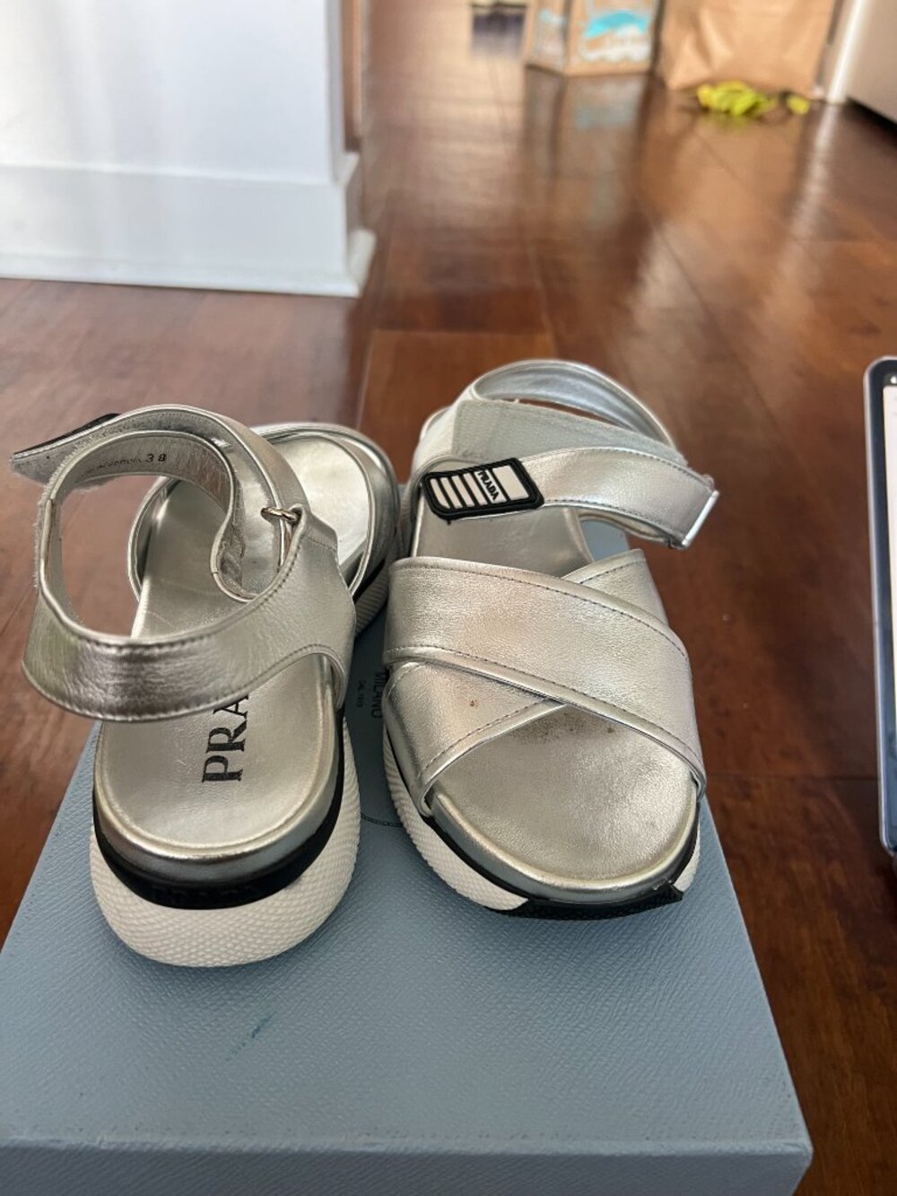 Vintage Prada Calzature Donna Sandals (Silver) - Picture 2 of 7